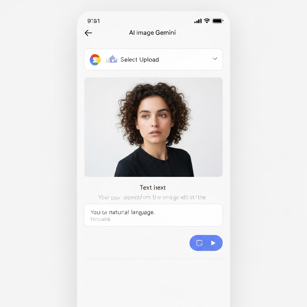 Google Gemini app interface showing image upload and editing options